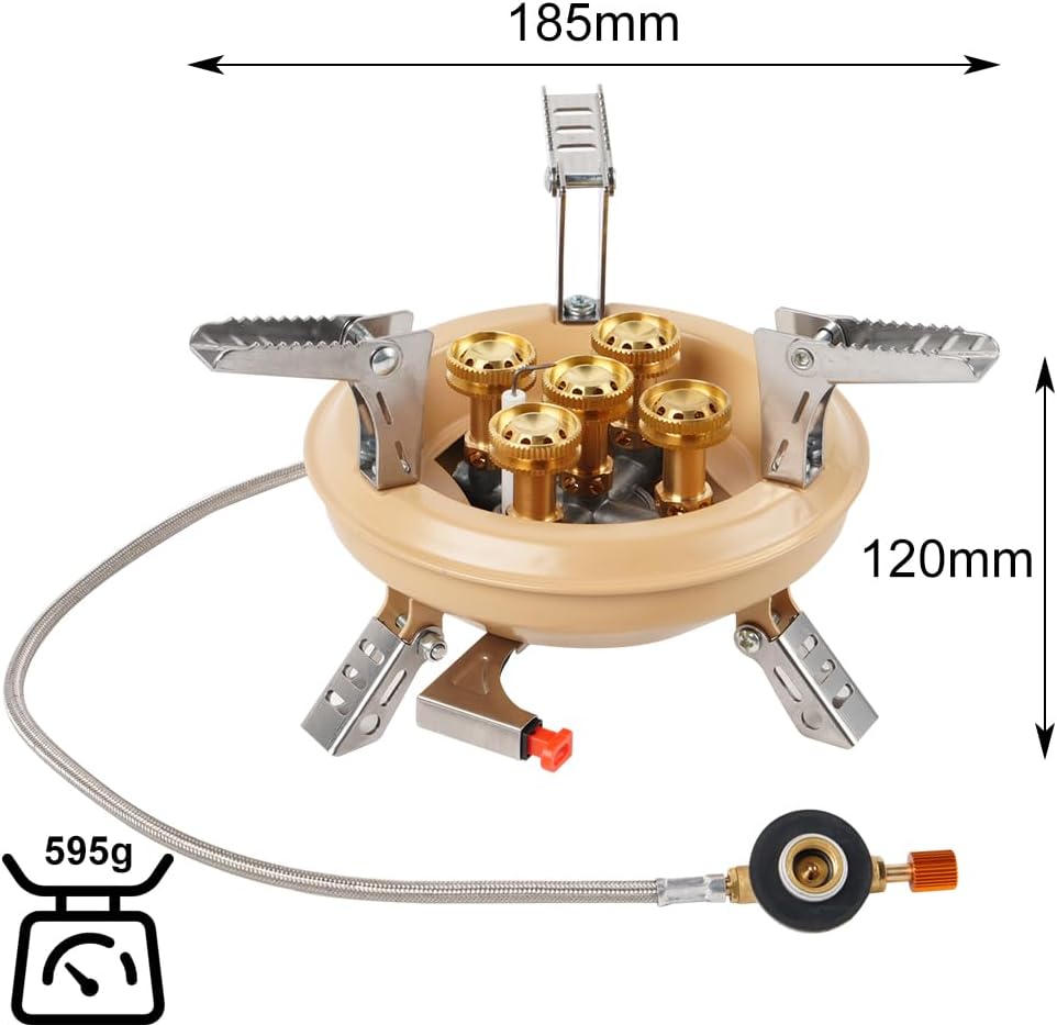 BRS 16000W Camping Stove Portable Collapsible Gas 5 Burners