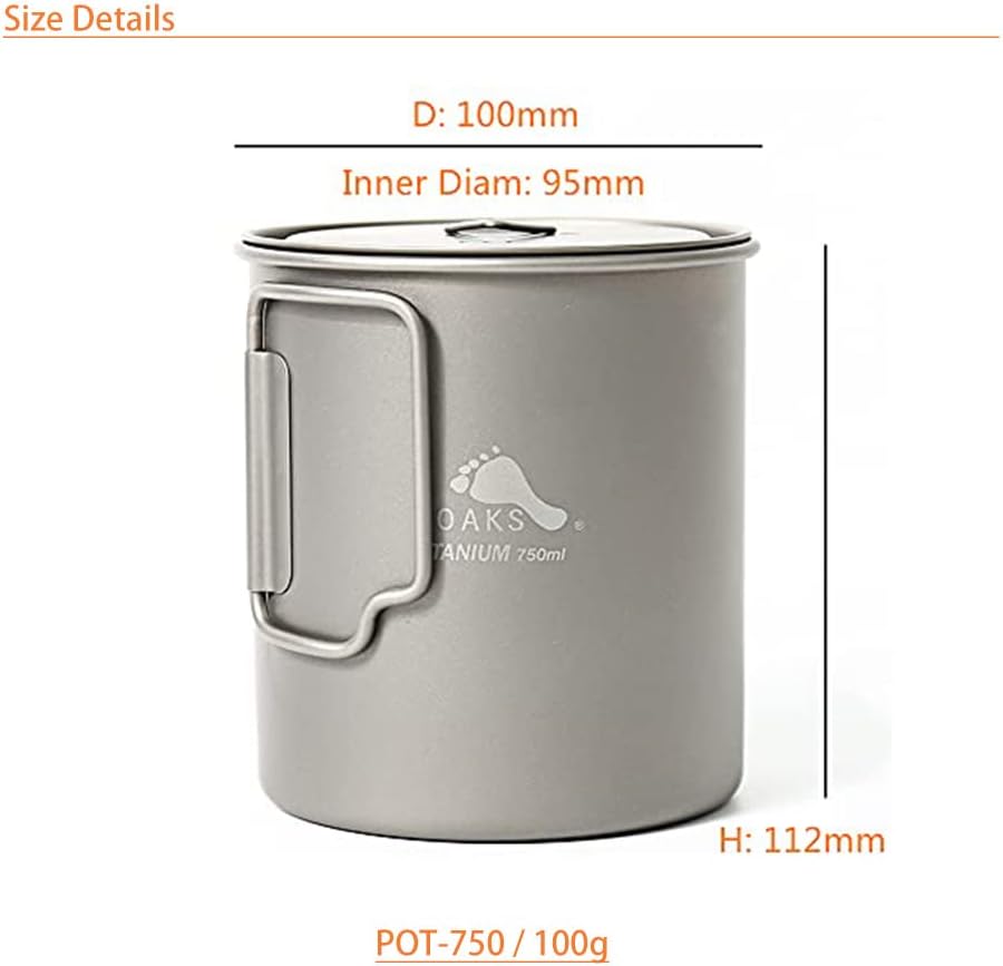 TOAKS Titanium 750ml Pot with BRS 3000T Stove Cooking System with Fuel Can Stabilizer