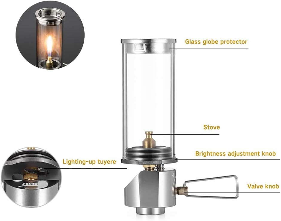 BRS Gas Lantern Dreamlike Candle Lamp Outdoor Portable Tent Lamp Glass Mantle Lantern (2 pcs)