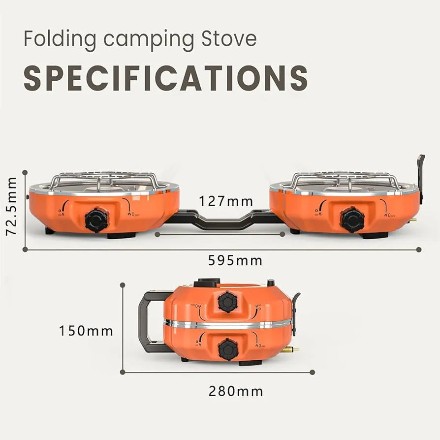SOLOHIKE 2 Burner Camping Stove with Carrying Handle, Storage Bag Portable for Camping & Hiking