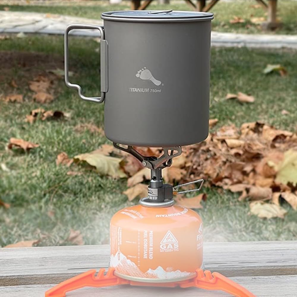 TOAKS Titanium 750ml Pot with BRS 3000T Stove Cooking System with Fuel Can Stabilizer